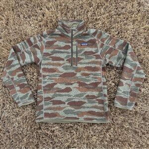 Patagonia Jacket Better Sweater 1/4 Zip Camo Green Mens Small Pullover 25523